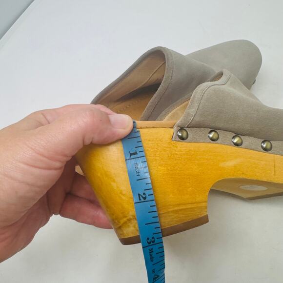 Corso Como Gray Rafe Suede Leather Clogs Wooden Platform Studded Heels Size 9.5M - Picture 13 of 14
